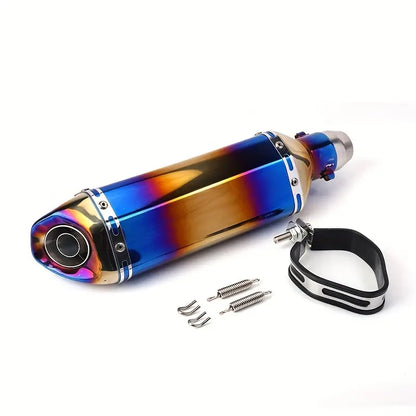 Off-Road Compatible Carbon Fiber Motorcycle Exhaust Pipe - Stainless Steel