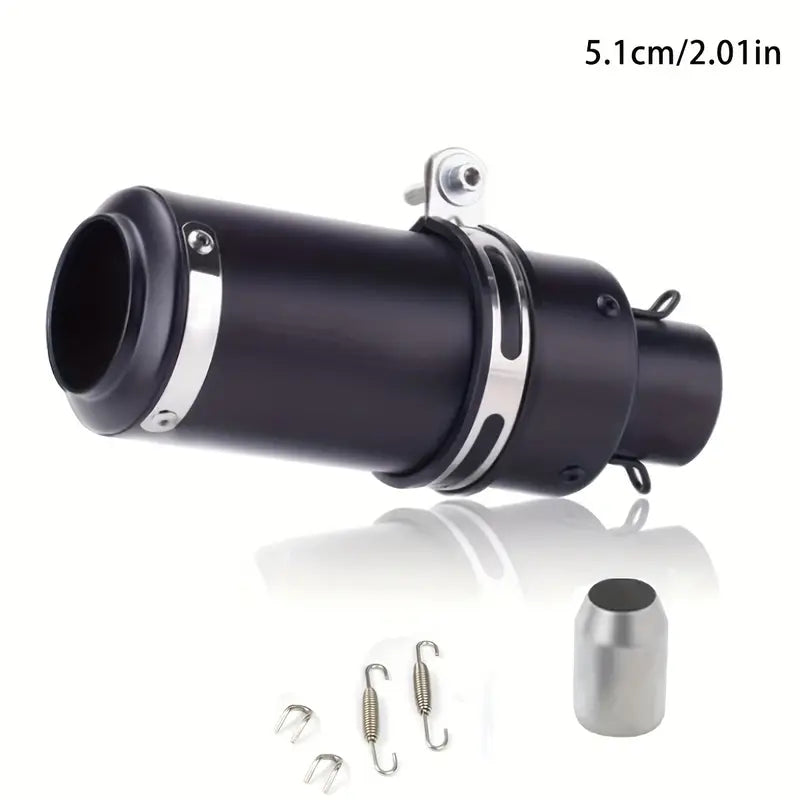 51mm Universal Motorcycle Exhaust Pipe - Stainless Steel, High-Performance, Round with Mesh, Smooth Finish, Perfect for Street Scooters & Sports Bikes, Motorcycle Accessories | Aesthetic Upgrade | Durable Construction