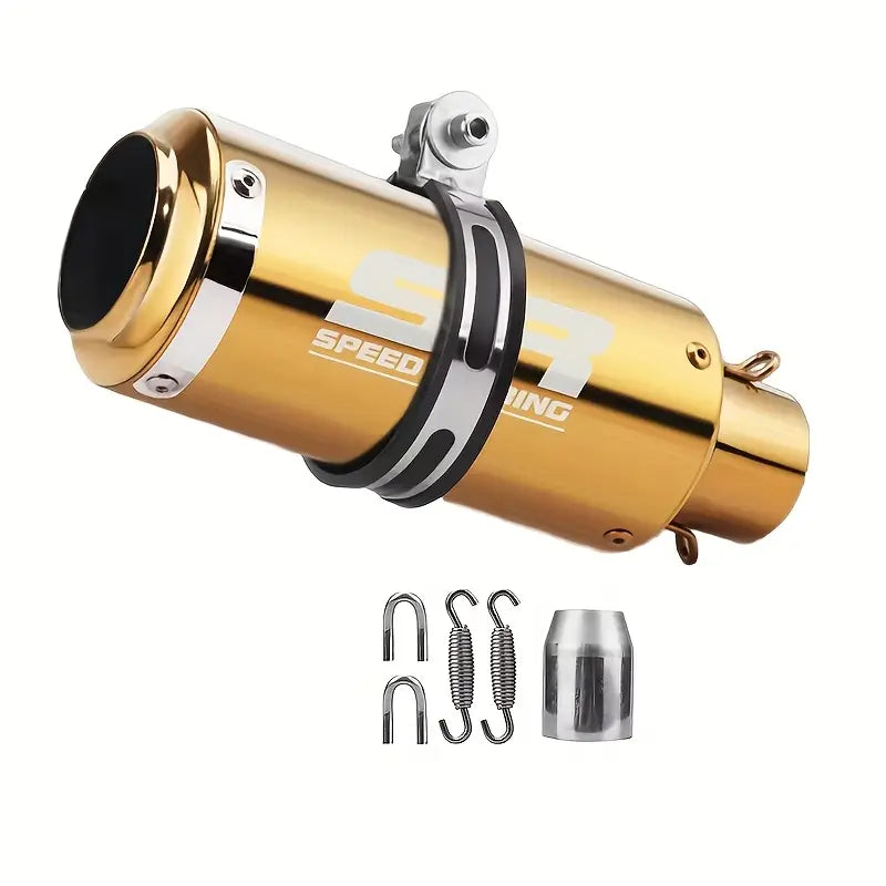 51mm Diameter SR Speed Racing Stainless Steel Exhaust Pipe - High-Performance, Golden Finish, Universal for Street Touring, Enduro, Street Sports Motorcycles & ATVs, Enduro Motorcycle Pipe | Aesthetic Pipe | Durable Construction, Motorcycle Accessories