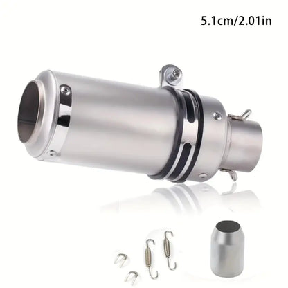 51mm Universal Motorcycle Exhaust Pipe - Stainless Steel, High-Performance, Round with Mesh, Smooth Finish, Perfect for Street Scooters & Sports Bikes, Motorcycle Accessories | Aesthetic Upgrade | Durable Construction