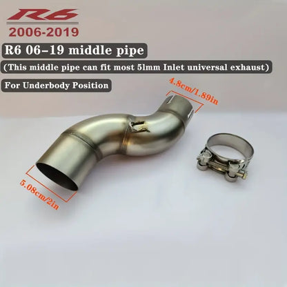 Motorcycle Exhaust Mid-Link Pipe, Suitable for Yamaha R6 (2006-2019) Slip-On Motorcycle Exhaust Mid-Link Pipe - Motorcycle Accessories - Motorcycle Mid-Section - Yamaha Connection Pipe Mid-Section - R6 Mid-Section